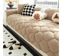 YUJOQUP Copridivano per Cani Lavabile, Copridivano Seduta in Cotone Felpato Spesso, Telo Copri Divano Antiscivolo per Dvani ad Angolo a Forma di L(Size:90x160cm/35.4x63in,Color:caffè Chiaro)