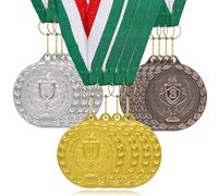 YUJUE Medaglie Numeriche per Bambini, Set di 12 Medaglie in Oro, Argento e Bronzo con Nastro Bandiera Italiana, Ideali per Premi Sportivi, Gare di Ginnastica, Regali per Feste di Bambini e Adulti