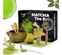 YUJUVI Matcha Kit Japanese Tea Set Matcha Whisk Matcha Bowl con Beccuccio Kit Cerimonia Matcha Whisk Holder, Chasen, Scoop, Colino, Strofinaccio, Portacucchiaio Matcha Tea Kit (Dreamy Gold Set)