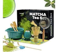 YUJUVI Matcha Kit Japanese Tea Set Matcha Whisk Matcha Bowl con Beccuccio Kit Cerimonia Matcha Whisk Holder, Chasen, Scoop, Colino, Strofinaccio, Portacucchiaio Matcha Tea Kit (Dreamy Blue Set)