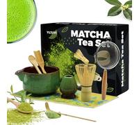 YUJUVI Matcha Kit Matcha Whisk Set Accessorio per cerimonia del Matcha Giapponese 9 pezzi Ciotola Matcha con Becco Frusta al Matcha Ouiller per tè Kit di fabbricazione del tè (verde magico kit)