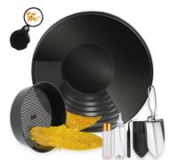 YUJUVI Setaccio Oro Kit Setaccio Per Oro Gold Pan Kit Bacino per la Ricerca dell'oro Ricerca Oro Pans Setaccio Accessori per Sabbia Oro miniere Lavaggio Manuale Oro panning (nero)