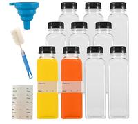 Yukaiwn Bottiglie di plastica per succhi di frutta con coperchi ermetici, 10 pezzi, 400 ml, vuote, riutilizzabili, per succhi, frullati, latte, bevande