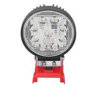 YUKERMARB Lampada da Lavoro a LED, Lampada da Lavoro a LED Senza Fili Lega di Alluminio ABS 27W 2400LM 2 Marce 6000K Fascio Largo per Riparazione Garage Cantiere Campeggio per Batteria M18