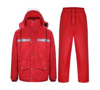Yukirtiq Impermeabile Uomo per Attività All'aperto 2 Pezzi Set di Giacca e Pantaloni da Pioggia Tuta Antipioggia Riflettente Giacca Antipioggia a Poncho con Pantaloni, Rosso, M