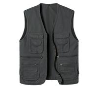 Yukirtiq Uomo Gilet Pesca Viaggio Tasche Gilet Sport Giubbino da Lavoro Cronista Caccia Fotografi All'aperto Gilet Safari Giacche senza maniche con Multi-Tasche, Verde scuro, 7XL