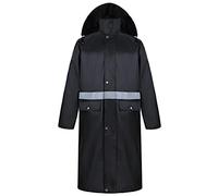 Yukirtiq Uomo Lungo Giacche Impermeabile Poncho con Cappuccio Antipioggia Riutilizzabile Impermeabile Trekking Campeggio Pesca Adulti Impermeabile Giacche, Nero, XXL