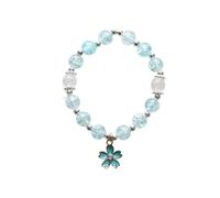 Yuko B - Bracciale in perle Peonie blu - Bracciale per bambini con charm - Gioielli per ragazza, Petit, Poliestere, Nessuna pietra preziosa