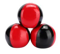 YUKOFE Set di palline da giocoliere professionali in pelle PU Premium morbido e durevole portatile per principianti artisti bambini adulti rosso nero 3 pezzi 6,3 cm