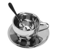 YUKOFE Set di tazze da caffè isolate Tazza da tè a doppia parete in acciaio inossidabile con cucchiaio per l'home office Cafe Hotel Restaurant Bar 180ml Acciaio inossidabile 304
