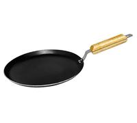 Yuktha Rasakraft - Tawa rotondo in ferro nero con manico in legno
