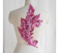 Yulakes 1 toppa con paillettes di piume con taglio di pizzo e strass, applique in pizzo floreale per artigianato, scollatura o abito da sposa (viola)