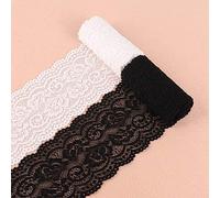 Yulakes 10 m di nastro in pizzo bianco e nero, elastico, bordo in pizzo, nastro decorativo per artigianato, lingerie, abito da matrimonio, decorazione per matrimonio, 10 cm di larghezza