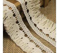 Yulakes 10 yard 3,5 cm, nastro in pizzo di cotone, stile vintage, per uncinetto, per cucito, artigianato, matrimonio, scrapbooking, confezione regalo, beige