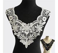 Yulakes 2 pezzi Ricamo Collo Pizzo Collare Pizzo Collare Inserti Collare Decorare Pizzo Applique Patch Pizzo Trim per Abito Fai da Te A Mano Bianco