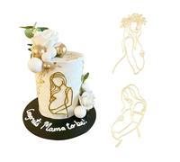 Yulakes 2 pezzi topper per torte per donne incinte, annunci di gravidanza, topper per cupcake per baby shower, acrilico gravidanza e donne incinte decorazione