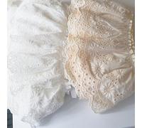 Yulakes 2 Yards Girasole Ruffled Eyelet Ricamo Cotone Pizzo Nastro Tessuto Trim Bordo per Cucito Sposa Neonati Vestiti Coperte Cuscini Ruffled (Beige)