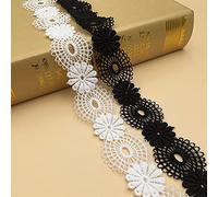 Yulakes 5 m di nastro in pizzo embroidery, per cucito, artigianato, matrimonio, scrapbooking, confezione regalo, 3,5 cm (nero)