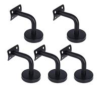 Yulakes 5 supporti per corrimano in acciaio inox, colore nero, con rosetta di copertura, supporto da parete, supporto da 60 x 60 mm