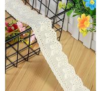 Yulakes 5 yard 4 cm Vintage cotone ricamo cavo pizzo uncinetto per cucito abiti, tende, divani, bambole/animali domestici (beige)