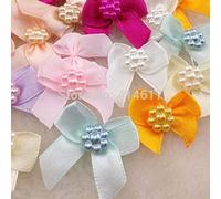 Yulakes 50 mini fiocchi di raso decorativi con perline Bowknot piccolo nastro di raso per matrimoni, decorazioni fai da te, per capelli fai da te