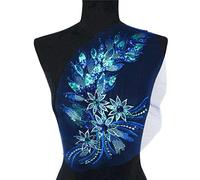 Yulakes, applicazioni termoadesive con paillette e coda di piume, toppe per ricami con paillette, da applicare con ferro da stiro, per abbigliamento, per cucire, design fai da te, decorazioni (Blu)