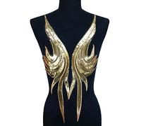 Yulakes Blu Ricamo Pizzo Applique Patch Oro Paillettes Collo Matrimonio Nobile Abito Da Sposa Fai Da Te Decorazione Abbigliamento Accessori