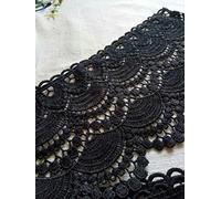 Yulakes bordo in pizzo di cotone bianco lavorato all’uncinetto, lunghezza 2,74 m, larghezza 11-12 cm, per lavori di cucito, artigianato, decorazioni per matrimoni, scrapbooking, scatole regalo, Nero