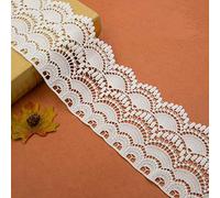 Yulakes bordo in pizzo di cotone bianco lavorato all’uncinetto, lunghezza 2,74 m, larghezza 11-12 cm, per lavori di cucito, artigianato, decorazioni per matrimoni, scrapbooking, scatole regalo