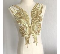 Yulakes Gold Ricamo Pizzo Applique Patch Paillettes Oro Pizzo Scollo Collo Abito Elegante da Cerimonia Ricamo DIY Abito da Sposa Decorazione Abbigliamento Accessori (Style 1)