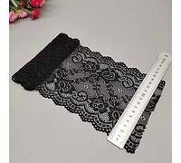 Yulakes Nastro decorativo in pizzo elasticizzato da 5 yards, bordatura in pizzo, per artigianato, lingerie, abito da sposa, 15 cm di larghezza (nero)