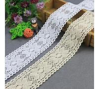 Yulakes Nastro in pizzo di cotone, da 6 cm, vintage, per uncinetto, bordatura all'uncinetto, per cucito, artigianato, matrimonio, scrapbooking, confezione regalo (beige)