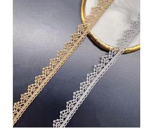 Yulakes Nastro in pizzo dorato e argento, di alta qualità, per cucito, bordatura in pizzo, per matrimonio, artigianato, accessori fai da te, 1,4 cm (oro)