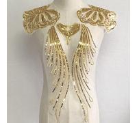 Yulakes Oro Ricamo Pizzo Applique Patch Oro Paillettes Pizzo Collo Collo Matrimonio Nobile Abito Da Sposa Fai da te Decorazione Abbigliamento Accessori (Stile 5)