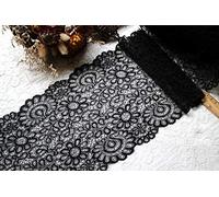 Yulakes, pizzo nero e bianco, 2,7 metri di lunghezza, 22 cm, per lavori di cucito fai da te, accessori per la decorazione di capi di abbigliamento (nero)