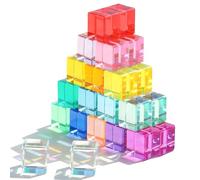 YuLiMirich Blocchi di gelatina arcobaleno in acrilico - 2,5 x 2,5 x 2,5 x 2,5 cm, set di 16 cubi in acrilico arcobaleno, dadi in acrilico, Sensory Toys, giocattoli educativi, blocchi impilabili