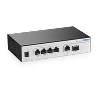 YuLinca 10G Web Managed Switch, 4x2.5G RJ45 + 10G RJ45 + 10G SFP Ports, LACP/VLAN/QoS, Fanless Metal, per NAS/Gaming/8K Streaming