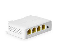 YuLinca Extender Gigabit PoE 4 Porte - IEEE 802.3 af/at 30W Ripetitore Con 10/100/1000 Mbps, Supporto a Parete e Din Rail Mount Passthrough Switch