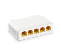 YuLinca Extender PoE Gigabit a 5 porte con 1 PoE in 4 uscite PoE, ripetitore PoE IEEE 802.3 af/at/bt 90W con 10/100/1000Mbps, interruttore passthrough PoE per montaggio a parete e su guida DIN