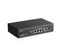 YuLinca Switch Poe Gigabit a 6 Porte, 4 Poe 1 Uplink 1 SFP, 100/1000Mbps, IEEE802.3af/at, Max 65W, VLAN basata su Porta, Estensione Poe 250m, Switch Ethernet Non gestito Senza Ventola