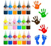 YULL Pittura a Dita Set per Bambini, Set 18 × 60 ml Colori Lavabili, Pittura Non Tossica per Bambini e Attività Creative Fai da Te
