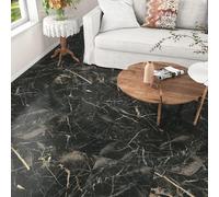 Yullpaper 24 pezzi per pavimenti in PVC, effetto piastrelle, autoadesivi, lavabili, colore nero, piastrelle adesive per il bagno, per il pavimento, per piastrelle, cucina, pavimenti in vinile,