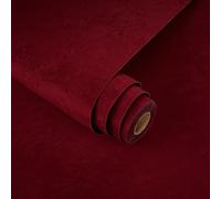 Yullpaper Carta da parati autoadesiva in velluto rosso scuro per pareti in tessuto floccato rosso per cassetto custodia gioielli caratteristica rotolo di carta da regalo per mobili armadio vinile Wrap