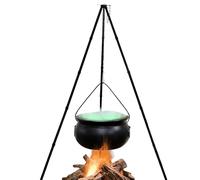 Yulokdwi Calderone delle Streghe,con Luci Calderone Nero Treppiede per Halloween - Pentolone Antico Stile per Decorazioni da Giardino Portico Feste Casa Stregata
