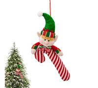 Yulokdwi Decorazioni Natalizie Caramelle - Pendentini Peluche Zuccherocanna per Albero di Natale,Bambola con Cappello Verde e Bastone per Casa Giardino Porte Interno Esterno