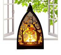 Yulokdwi Lanterne di Halloween per Interni - Lanterna per Casa con Scheletro e Castello Stregato,Decorazioni per Interno Cortile Giardino Portico Patio