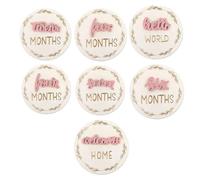 Yulokdwi Segni di Crescita Mensile del Bambino,Sette Pezzi Doppia Faccia Targhette Annuncio Neonato - Riutilizzabili Decorazioni Casa Accessori Foto In Legno Per Interni Crescita
