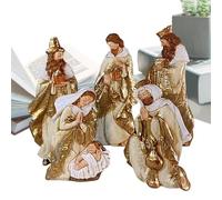 Yulokdwi Set Del Presepe Per Ambienti Interni | 5 Pezzi Statuine Da Collezione In Resina - Statue Religiose - Per Celebrazione Delle Feste Natalizie In Casa Interna Su Scrivania Chiesa Tavolo Scaffale
