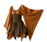 YULONGESS Abito Celtico Donna Celtico Vintage Vestito Da Steampunk Gotico Da Palazzo Medievale Costumi Di Halloween Curvy Rinascimentale Abito Da Sera Con Maniche Svasate Cosplay Costume Da Strega