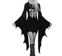 YULONGESS Vestito Gotico Donna Vintage Strega Costumi Di Halloween Elegante Medievale Vestito Da Steampunk Cosplay Sexy Costume Da Strega Teschio Horror Abito Da Vampiro